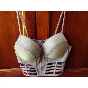 Sparkly Crop Cut-Out Bustier